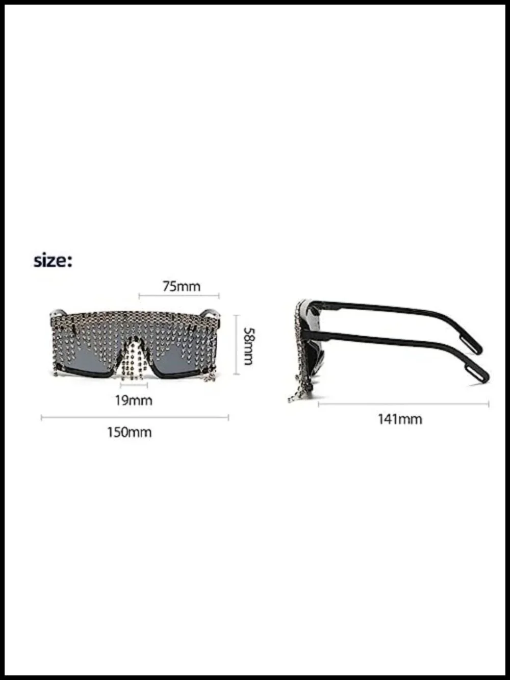 Flat Top Rhinestone Tassel Sunglasses UV400 Partys Shades